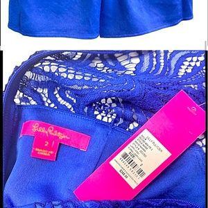 Lilly Pulitzer Lace Romper Lapus Lazuli - Floral Loopy Lace - Denise Romper